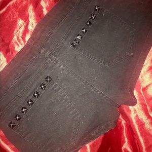 Black Jean Shorts with studded pockets, Sz 2/3